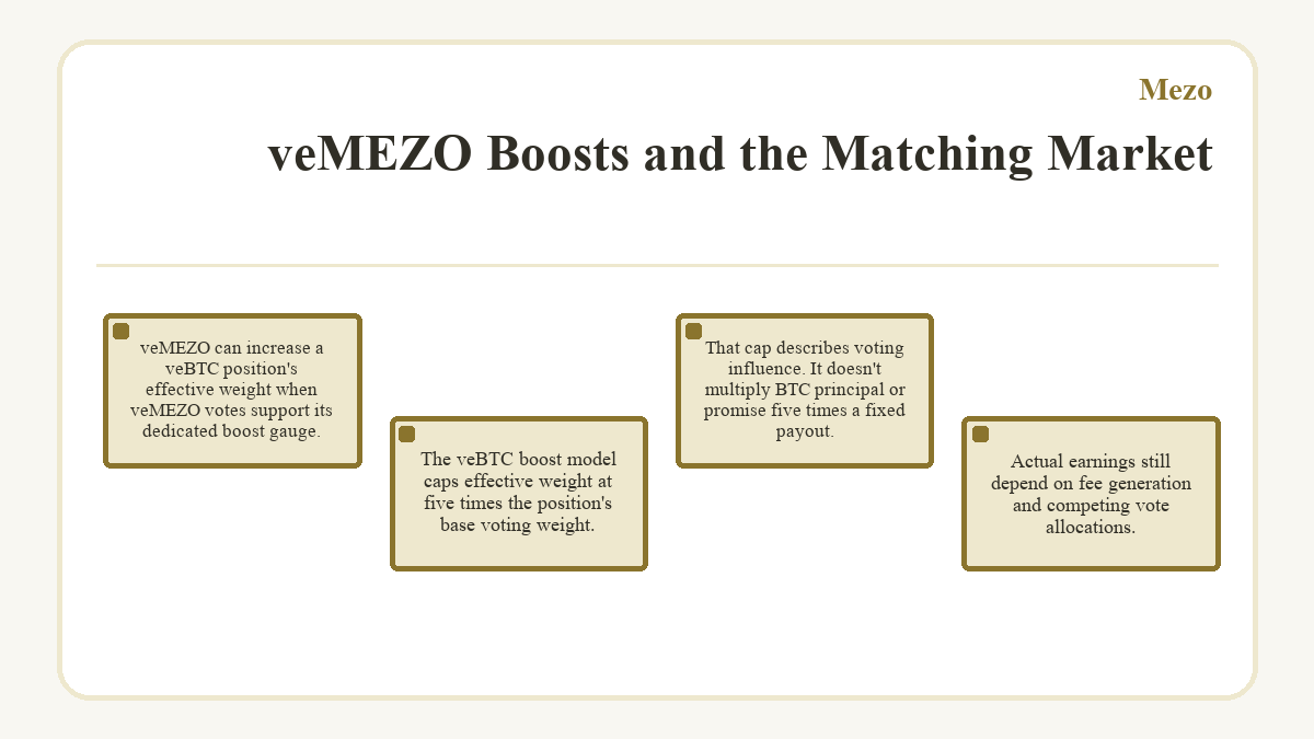 Diagram: veMEZO Boosts and the Matching Market (Mezo)